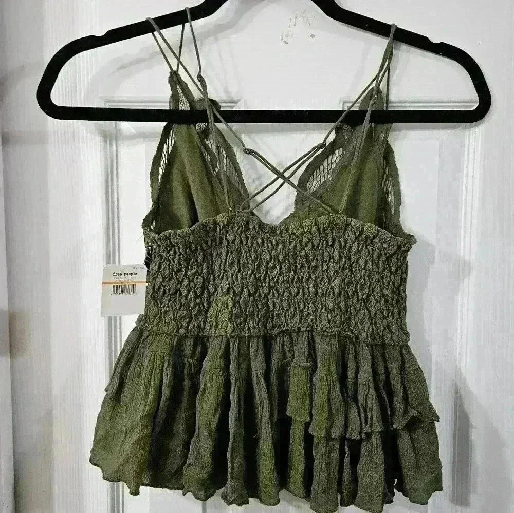 NWT Free People Women’s Adella Camisole Olive Sparrow